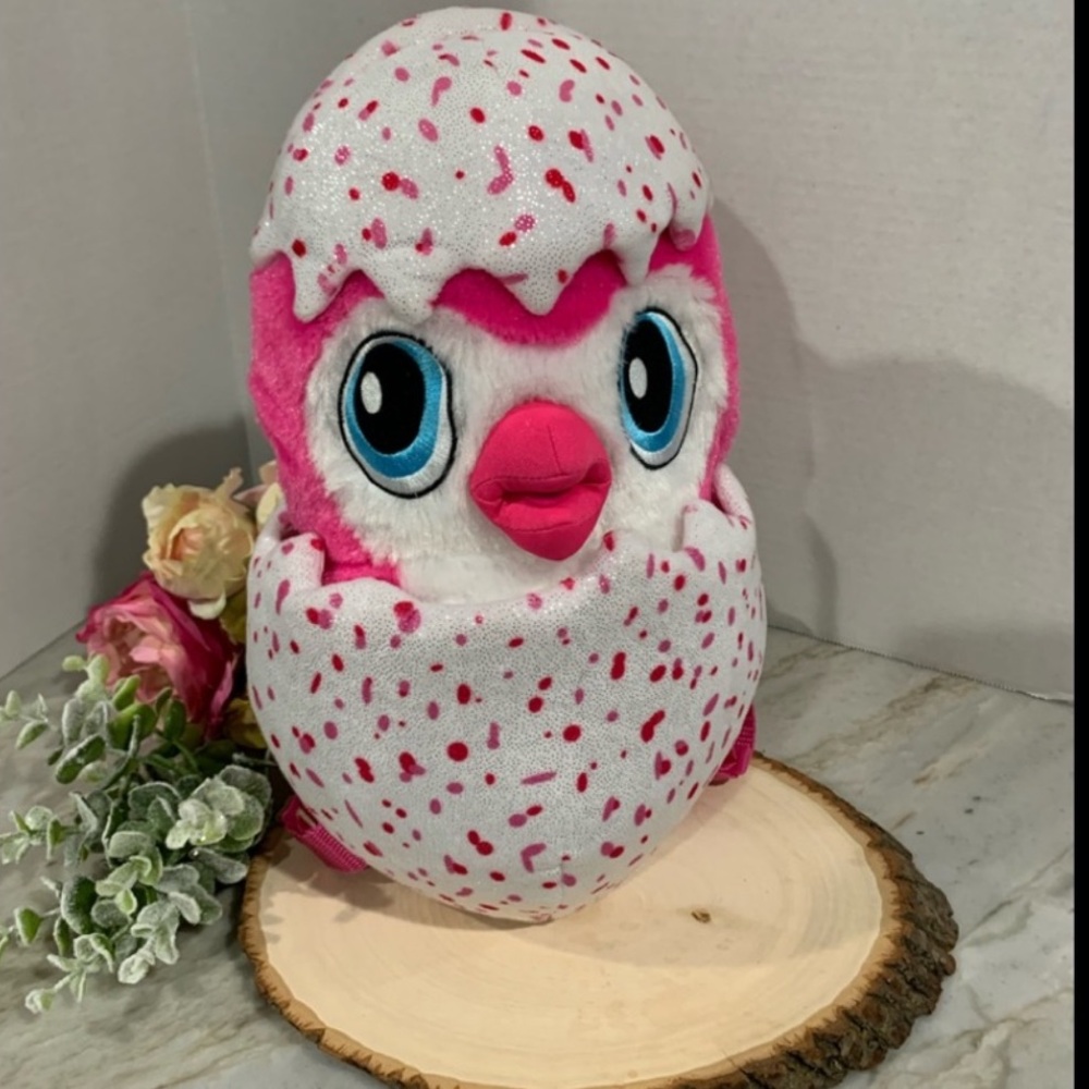 Hatchimals Pink and White Plush Hatching Egg Backpack